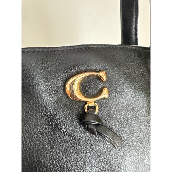 Coach Remi Pebbled Leather Satchel Bag - Black - Picture 5 of 7